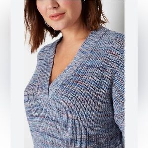 J. Jill 100% organic cotton easy drop shoulder v neck tunic sweater, Size Medium